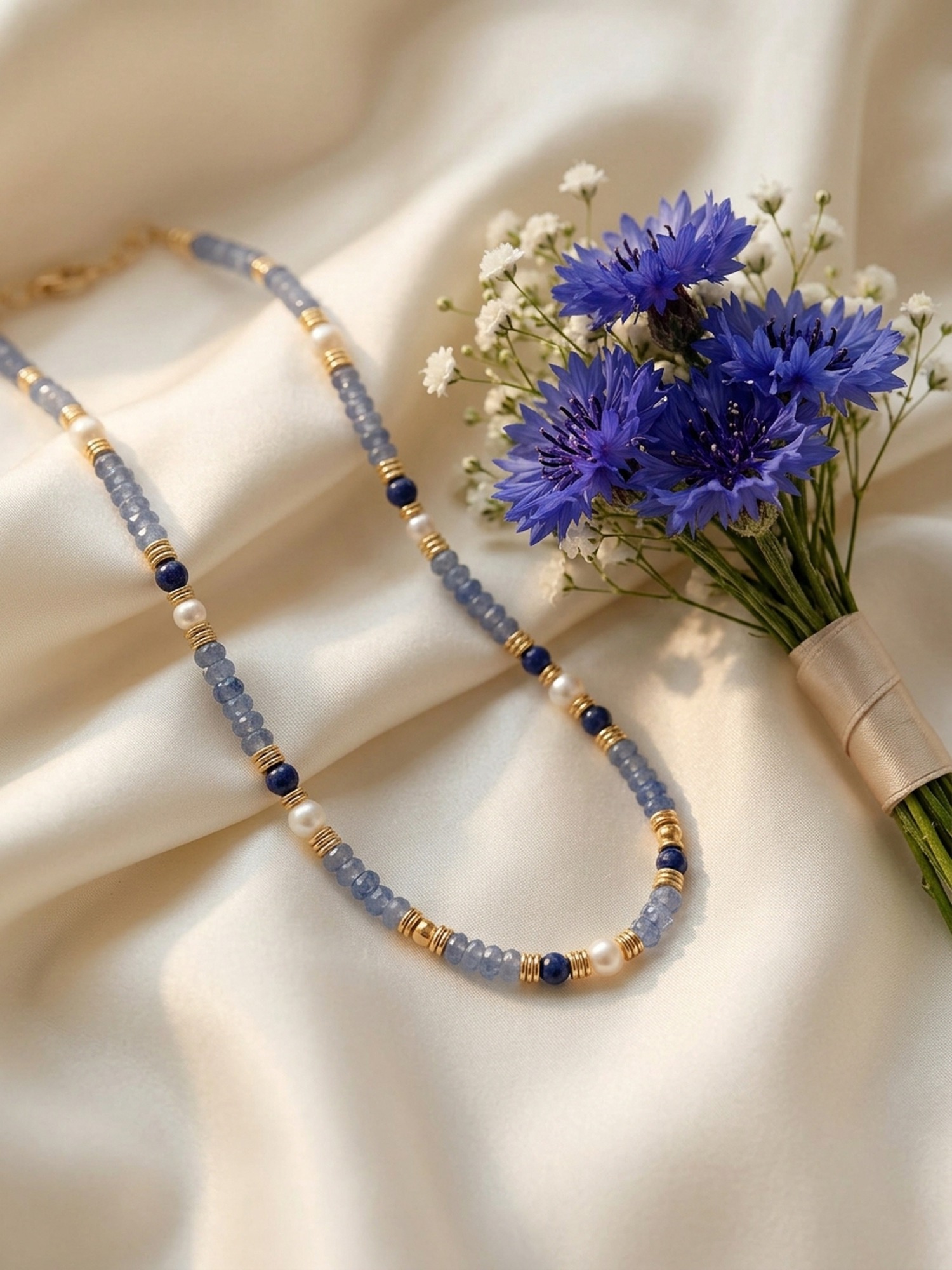 Ocean Night Sodalith-Kette als Something Blue Brautschmuck-Detail