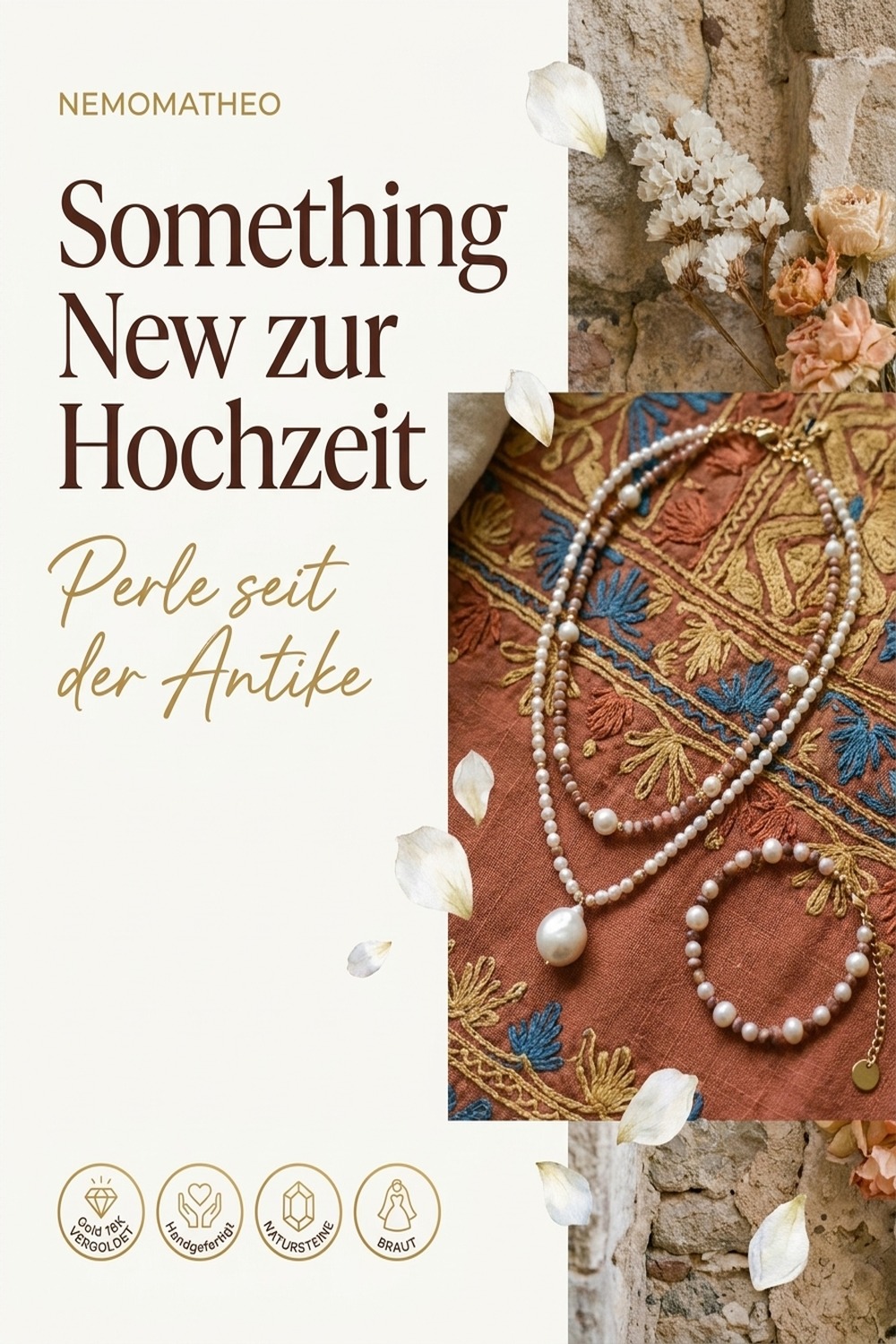 Kette Romantik – Natursteine und Perlen — NemoMatheo handgefertigt