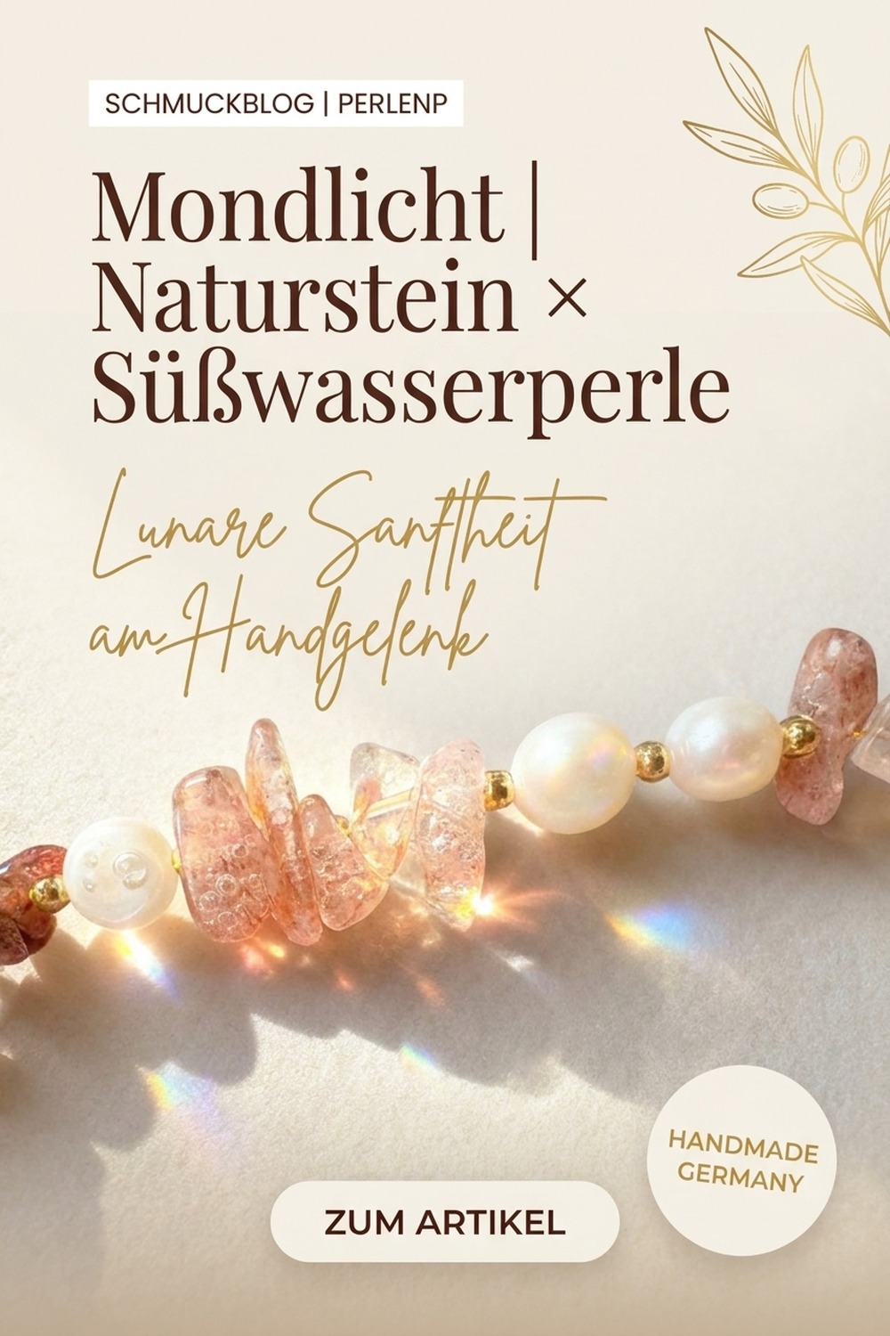 Mondlicht — Natursteinarmband mit Süßwasserperle, NemoMatheo Berlin