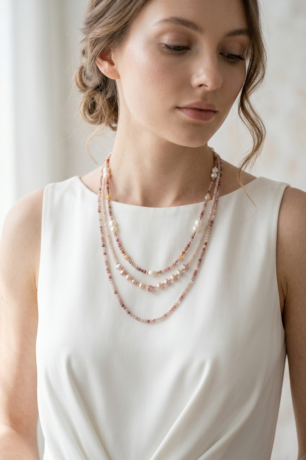 Kette Romantik Naturstein und Perle — Brautschmuck Lifestyle, NemoMatheo Berlin